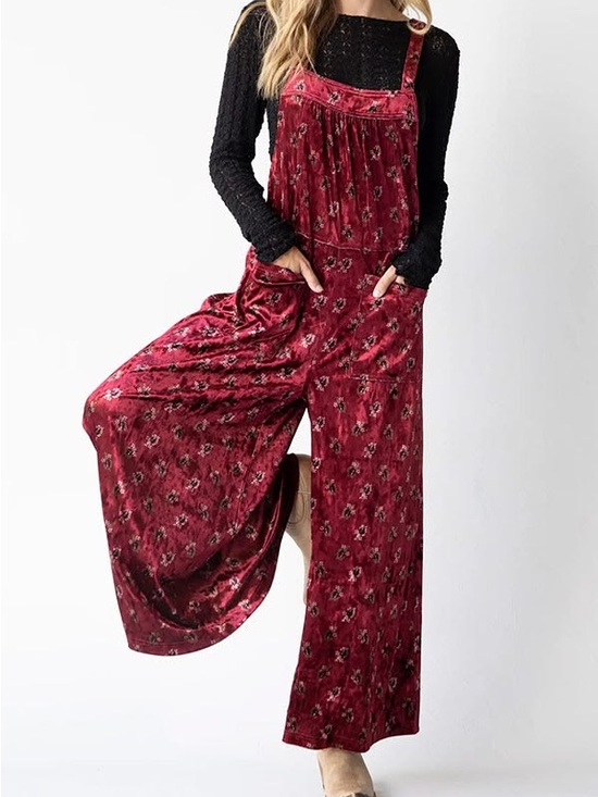 NATURAL LIFE Pants - Natural Life Velvet Dakota Tie Wide Leg Jumpsuit